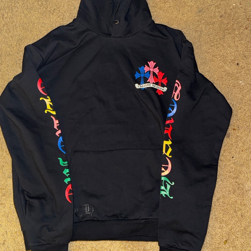 Chrome Hearts Black Hoodie with Multicolor Accents